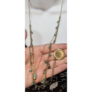 Gold And Turquoise Multilayer Medallion Necklace